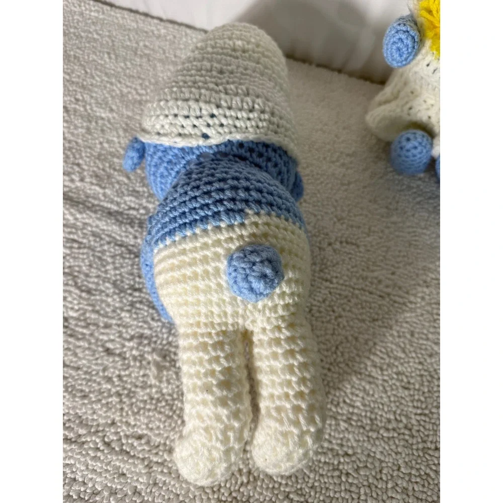 Vintage Crochet Smurf and Smurfette Handmade‎ Blue White Smurf 15